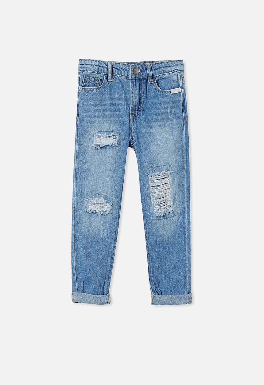 Cotton On - India slouch jean - weekend wash/rips/message