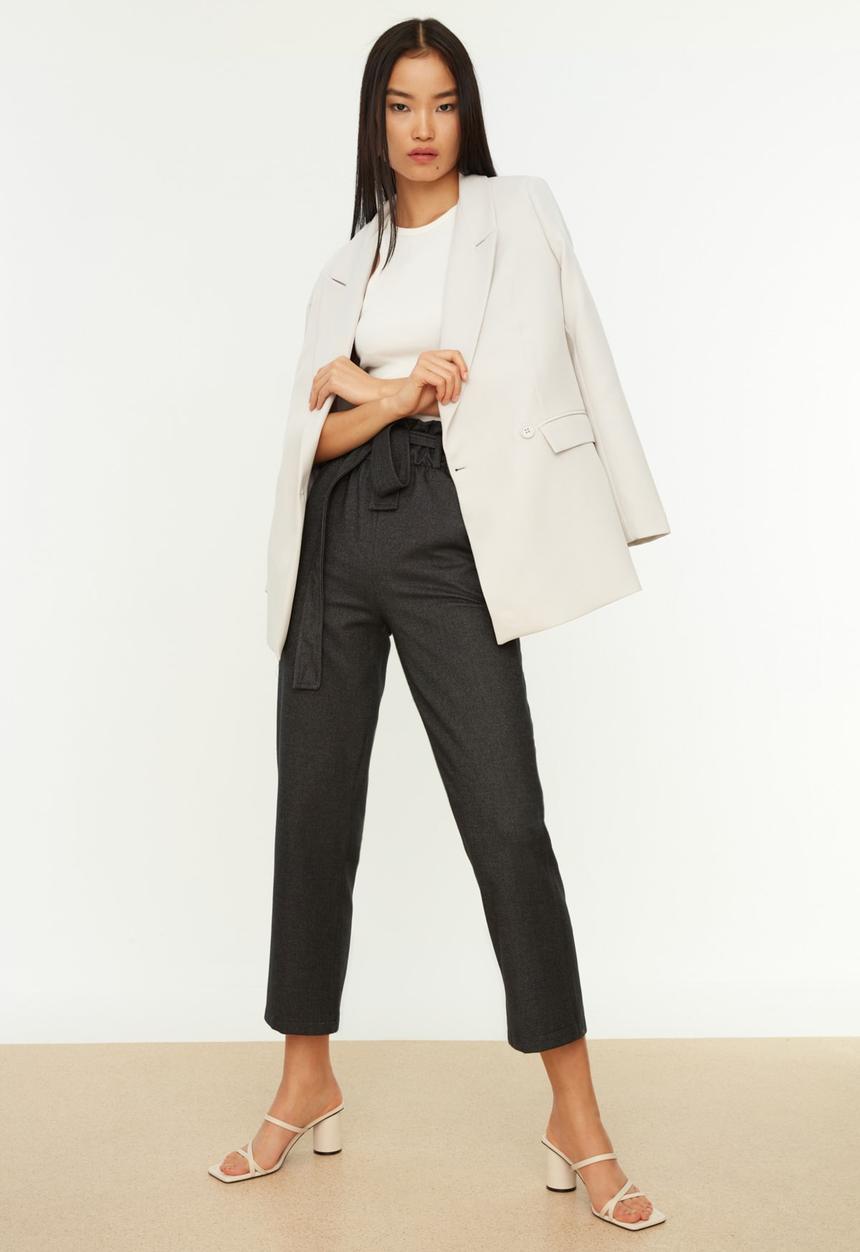 Trendyol - Sash detailed trousers - anthracite