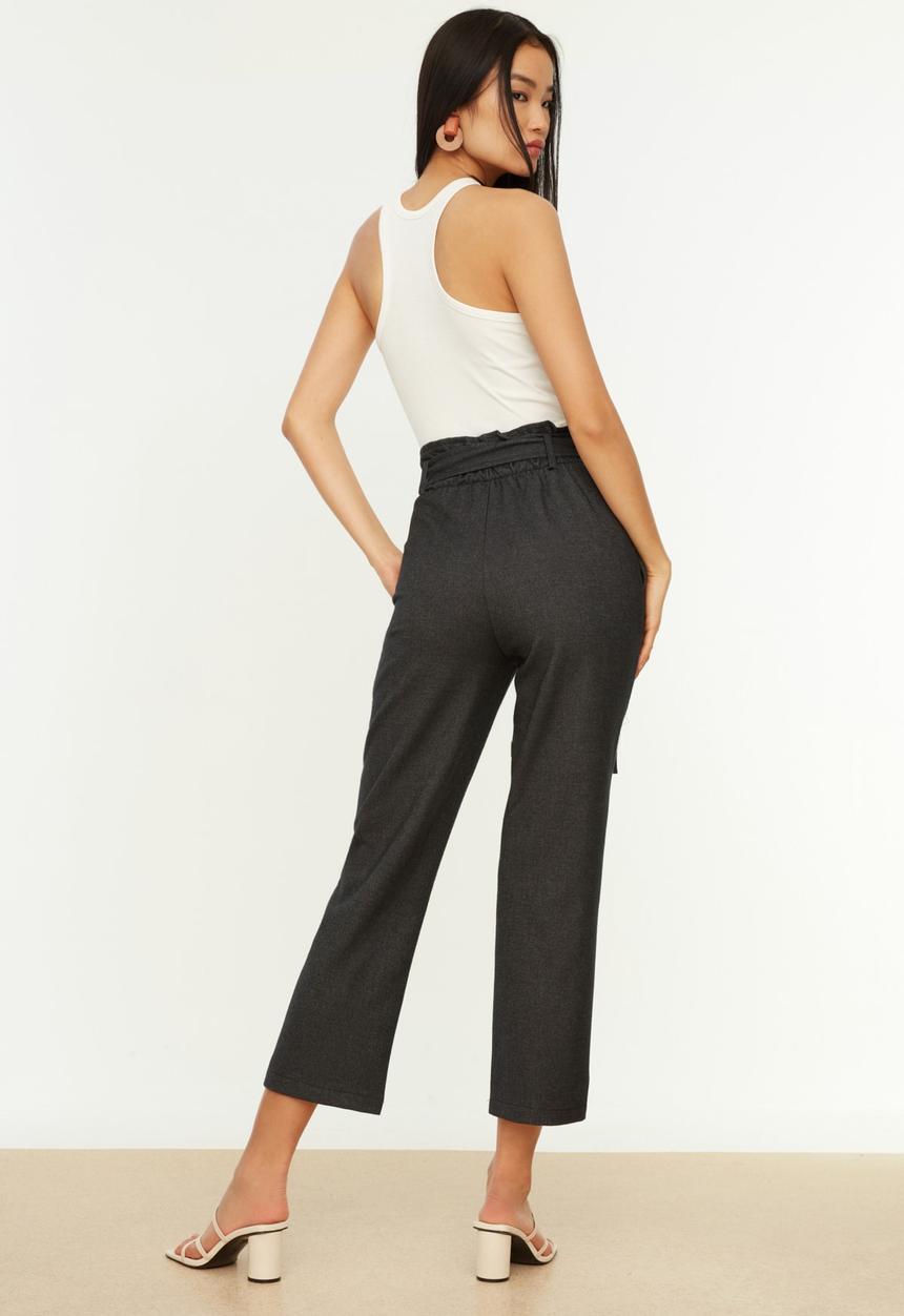 Trendyol - Sash detailed trousers - anthracite