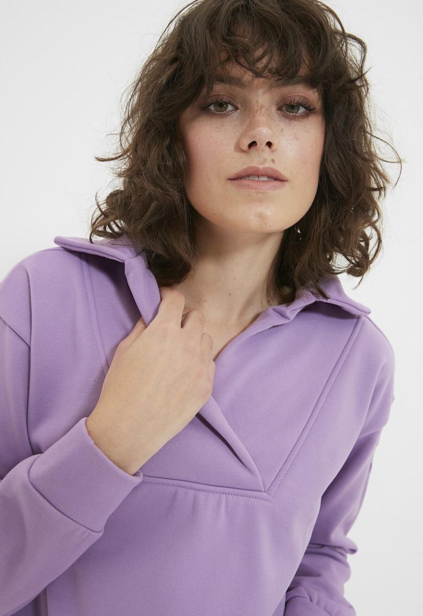 Trendyol - Loose knitted sweatshirt - lilac