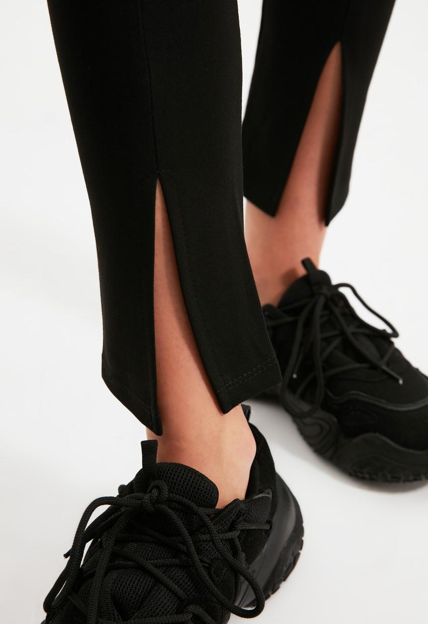 Trendyol - Slit detailed knitted leggings - black