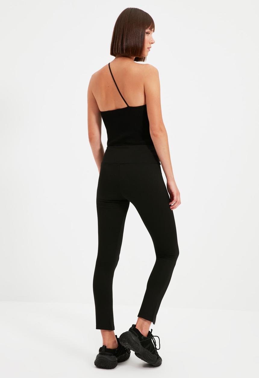 Trendyol - Slit detailed knitted leggings - black