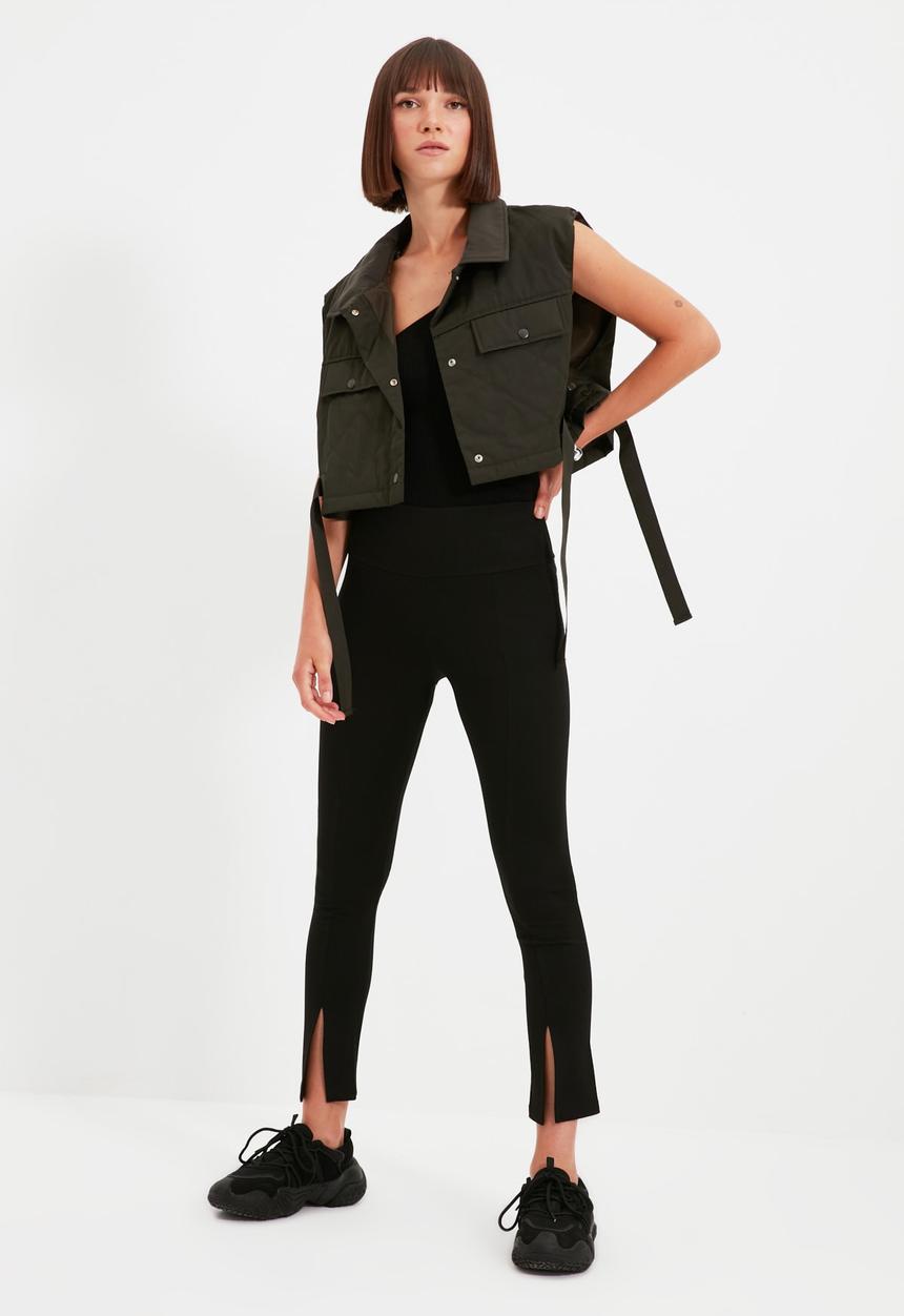 Trendyol - Slit detailed knitted leggings - black