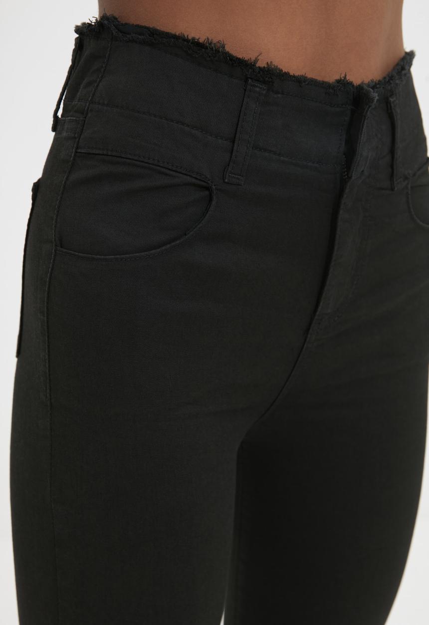 Trendyol - Slit high waist flare jeans - black
