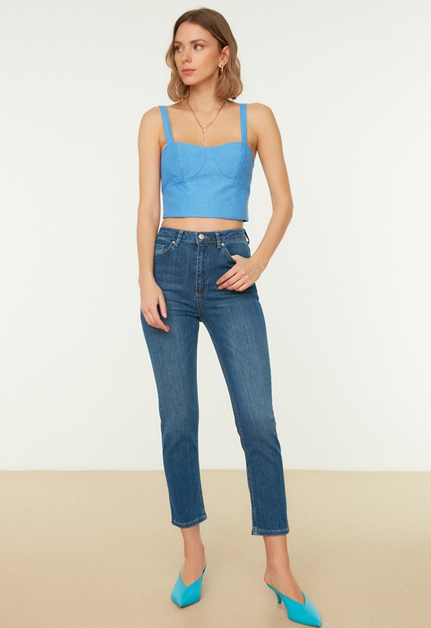 Trendyol - High waist slim fit jeans - blue