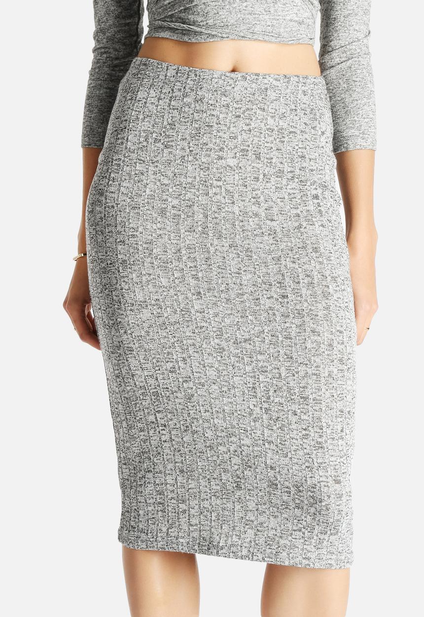 Glamorous - Grey Rib Pencil Skirt