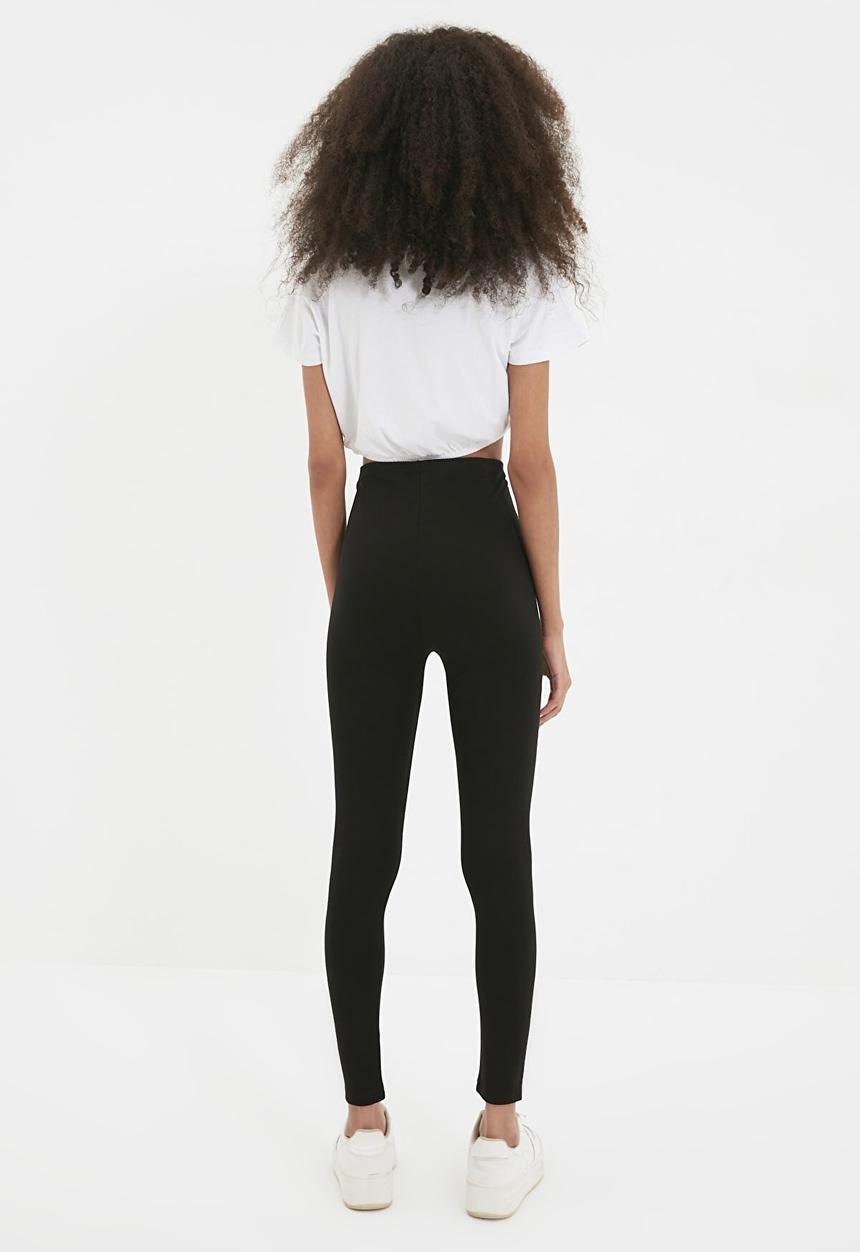 Trendyol - Eyelet detailed knitted trousers - black