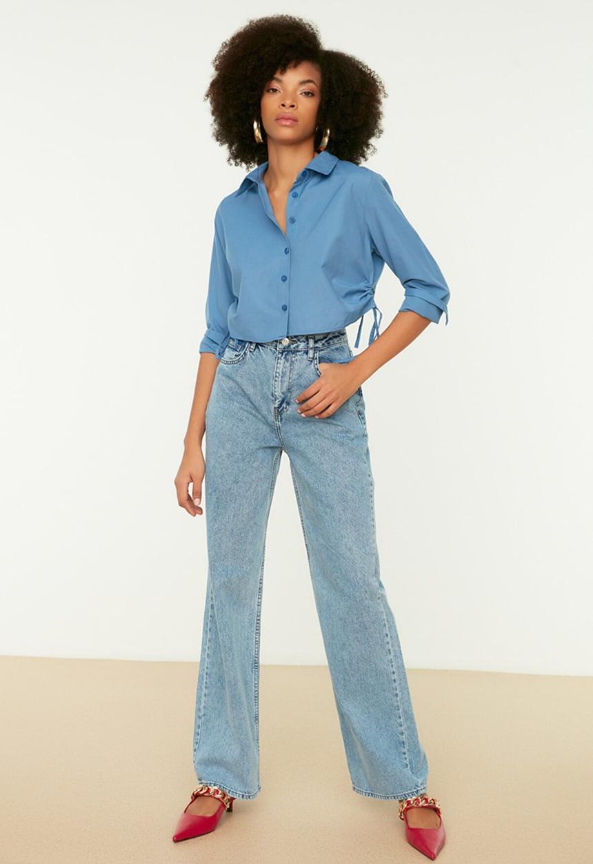 Trendyol - High waist wide leg jeans - blue
