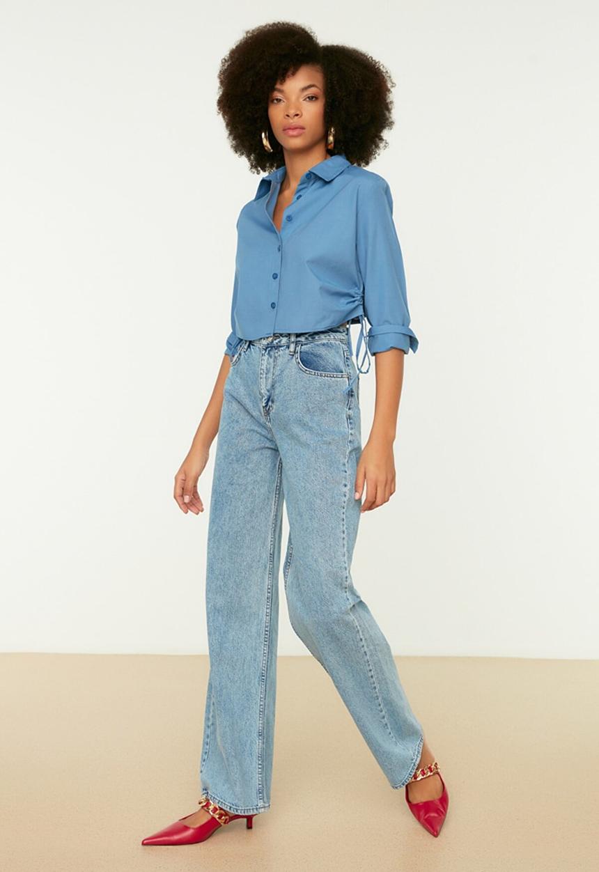 Trendyol - High waist wide leg jeans - blue