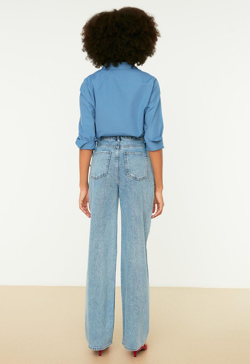 Trendyol - High waist wide leg jeans - blue