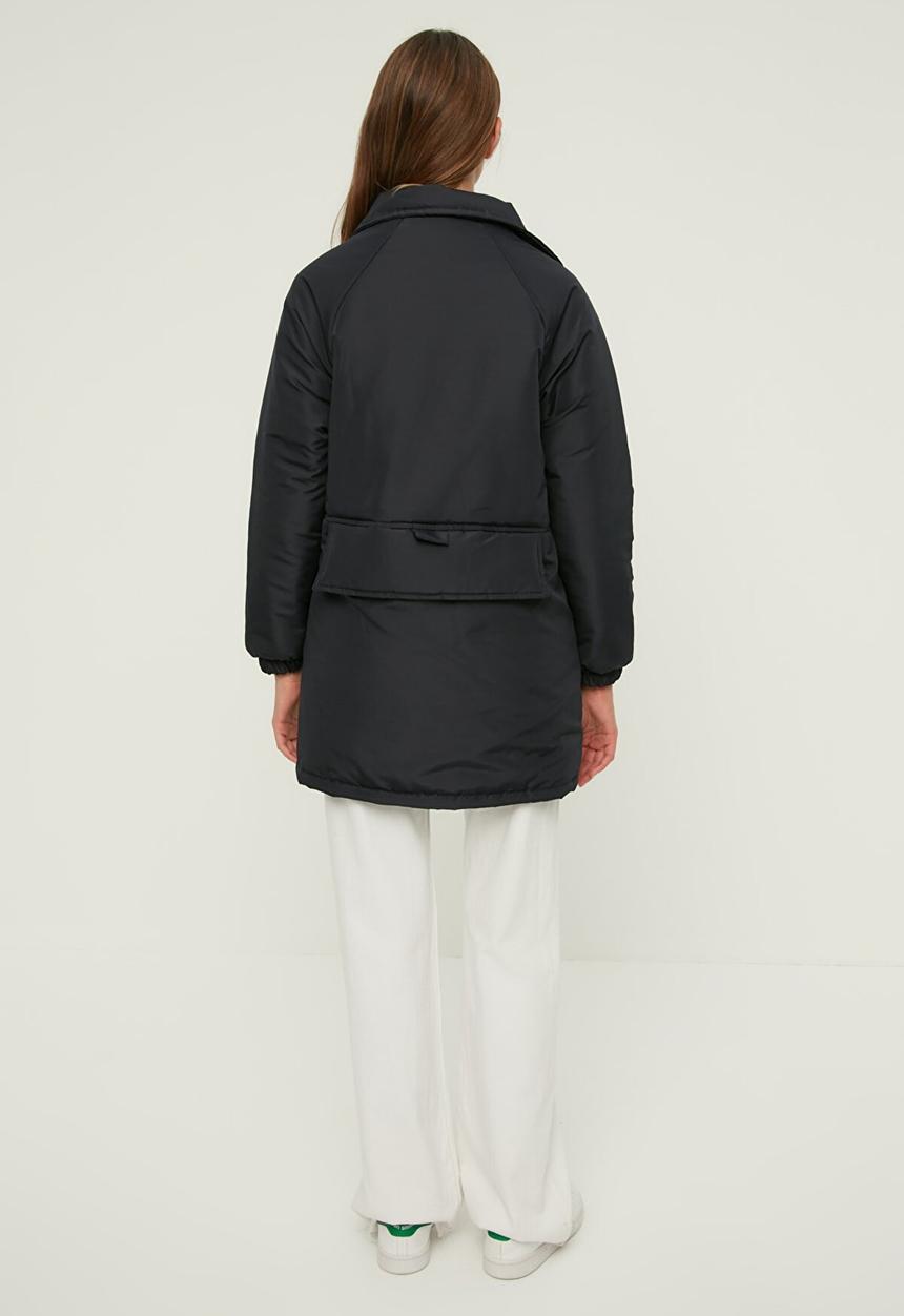 Trendyol - Oversize stand up collar quilted coat - navy