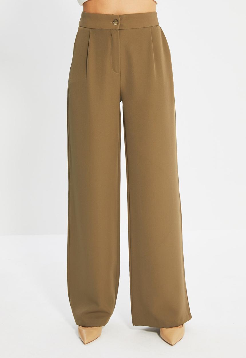 Trendyol - Straight trousers - light khaki