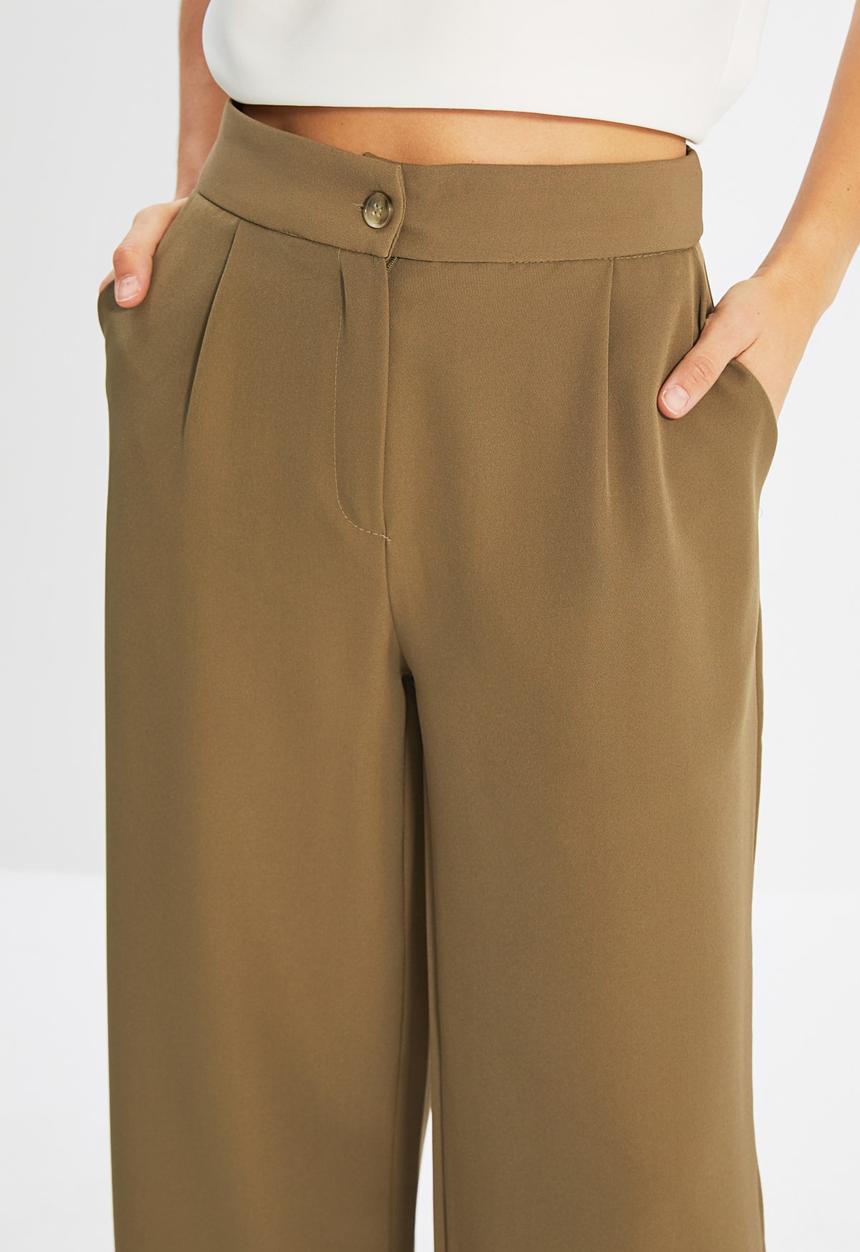 Trendyol - Straight trousers - light khaki