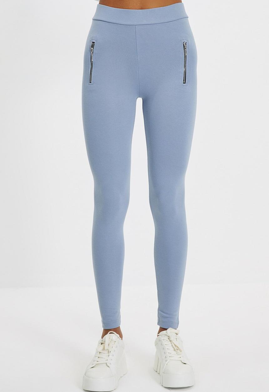 Trendyol - Knitted zipper leggings - grey