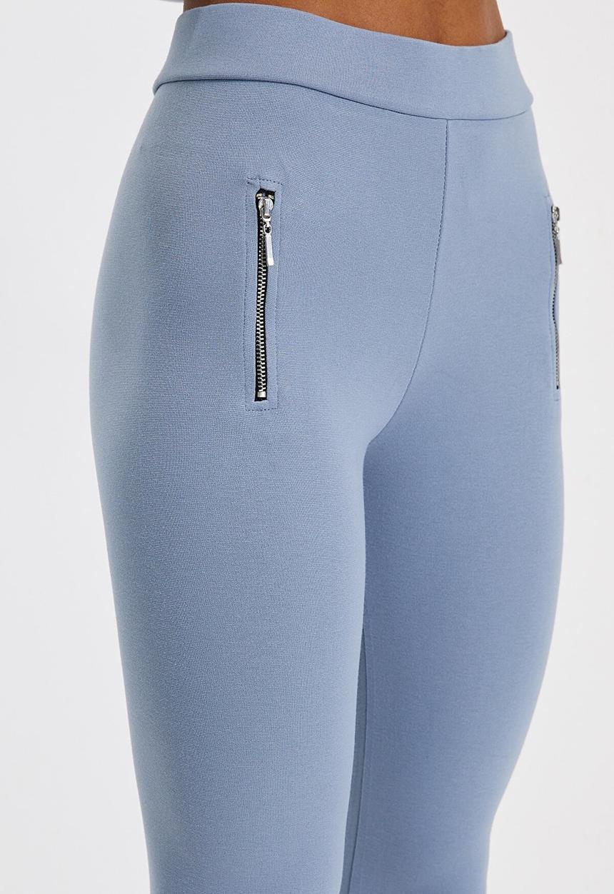 Trendyol - Knitted zipper leggings - grey