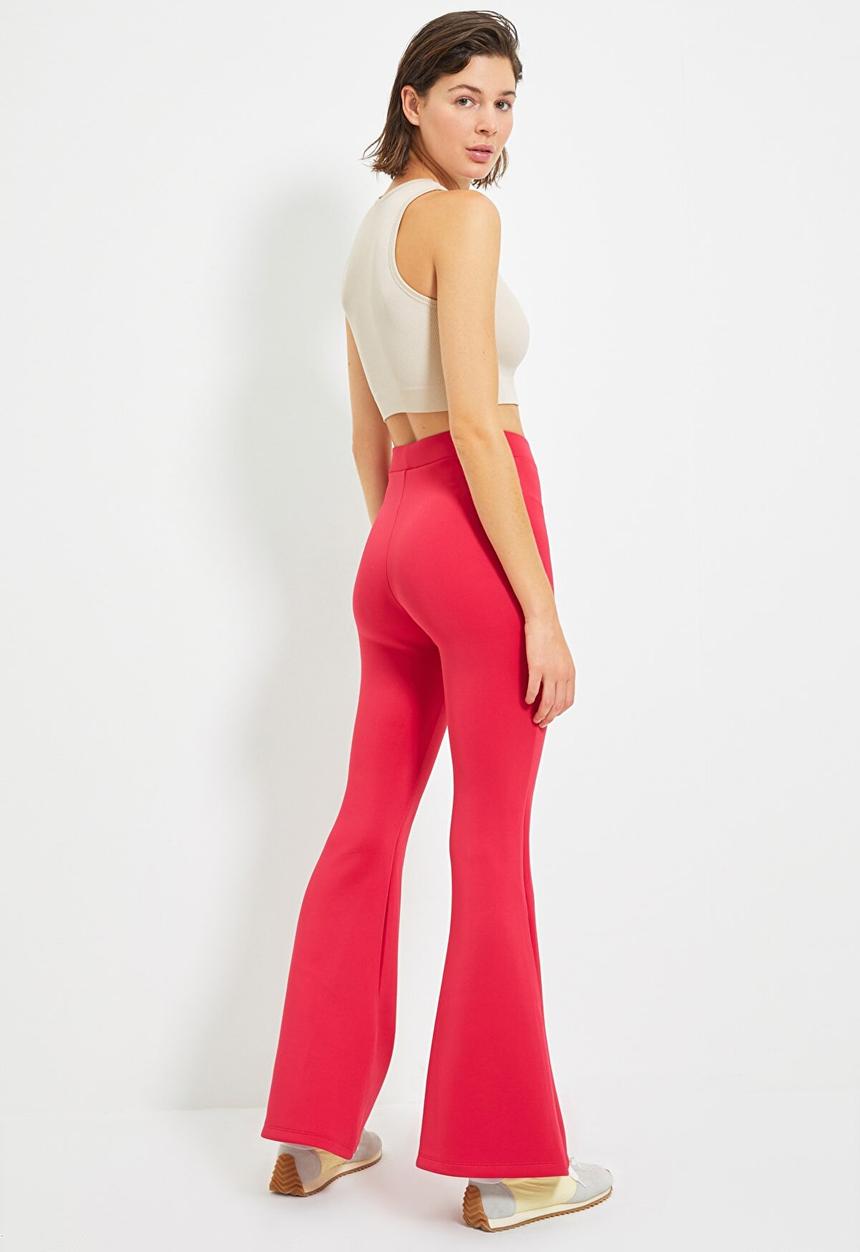 Trendyol - Flare knitted trousers - burgundy