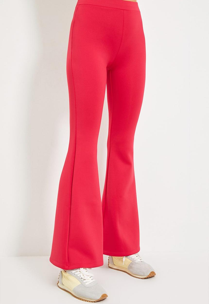 Trendyol - Flare knitted trousers - burgundy