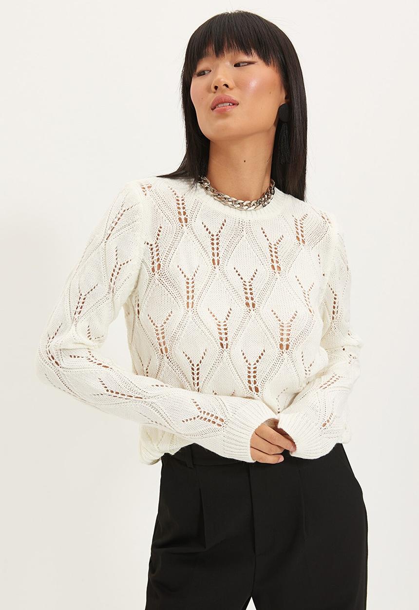 Trendyol - Openwork knitwear sweater - ecru