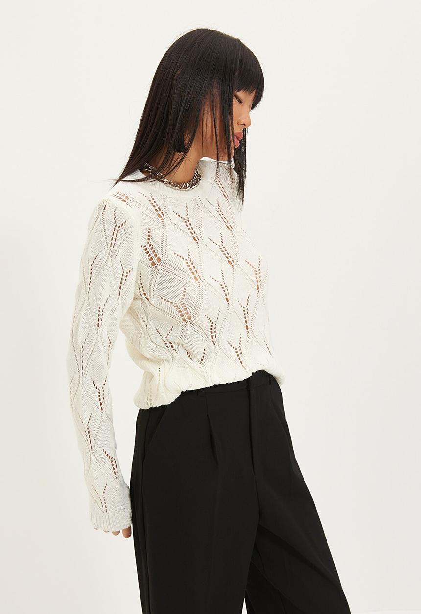 Trendyol - Openwork knitwear sweater - ecru