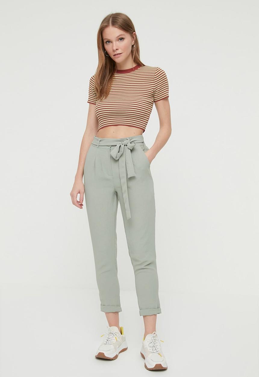 Trendyol - Lacing detail trousers - mint