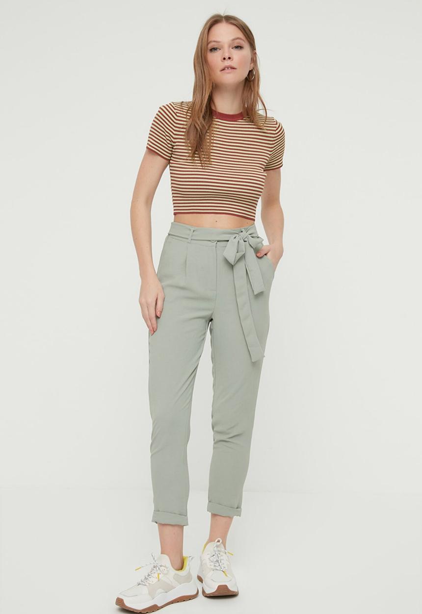 Trendyol - Lacing detail trousers - mint