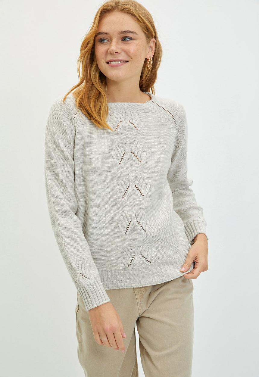Trendyol - Openwork knitwear sweater - light grey