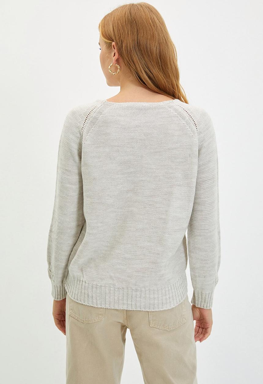 Trendyol - Openwork knitwear sweater - light grey