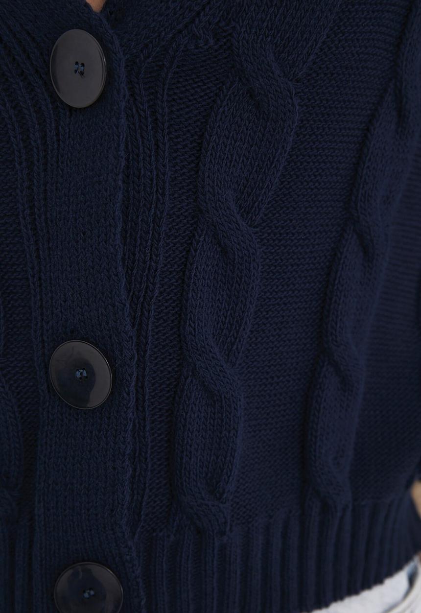 Trendyol - Oversize knit detailed buttoned knitwear cardigan - navy 