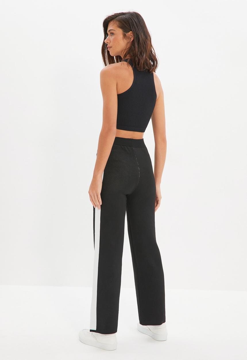 Trendyol - Stripe detailed knitwear trousers - black