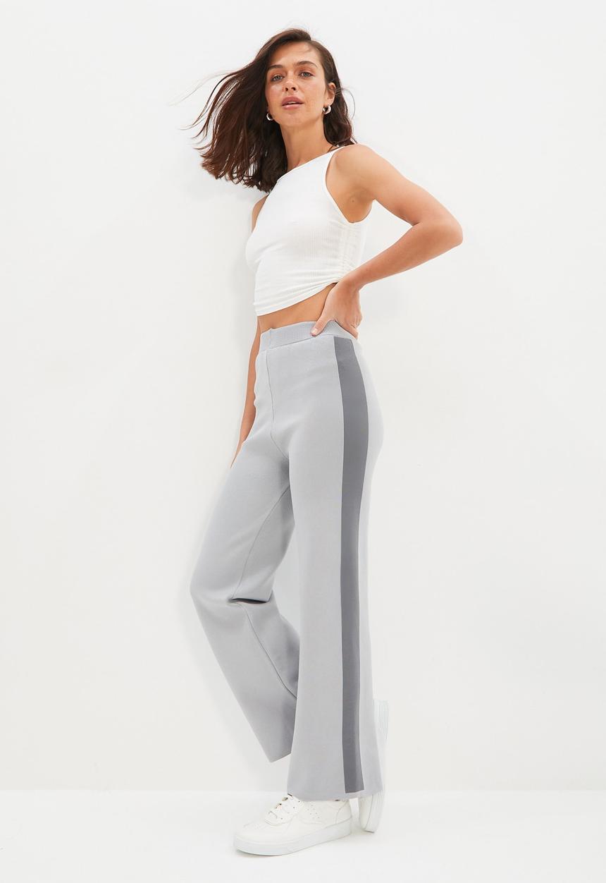 Trendyol - Stripe detailed knitwear trousers - grey