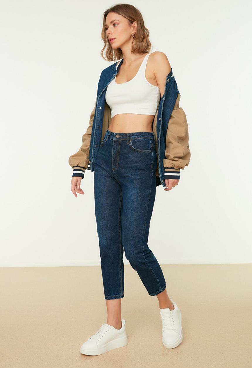 Trendyol - Petite high waist mom jeans - blue
