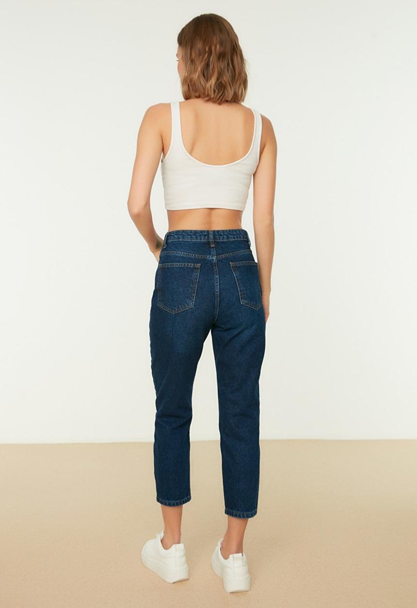 Trendyol - Petite high waist mom jeans - blue