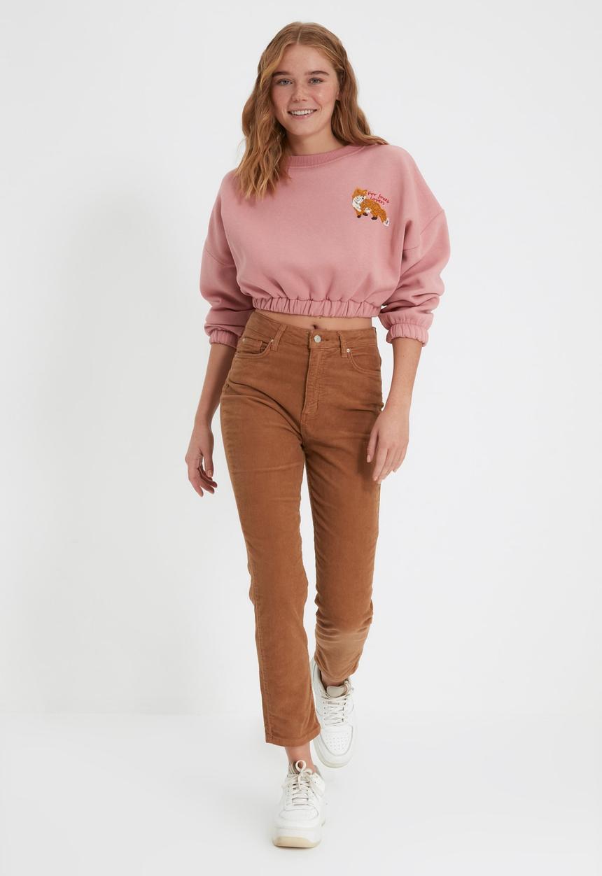 Trendyol - Velvet high waist slim fit jeans - brown