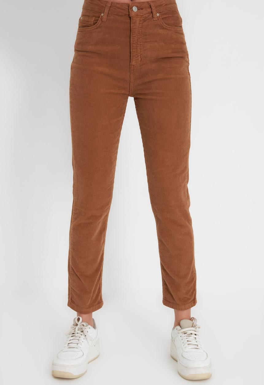 Trendyol - Velvet high waist slim fit jeans - brown