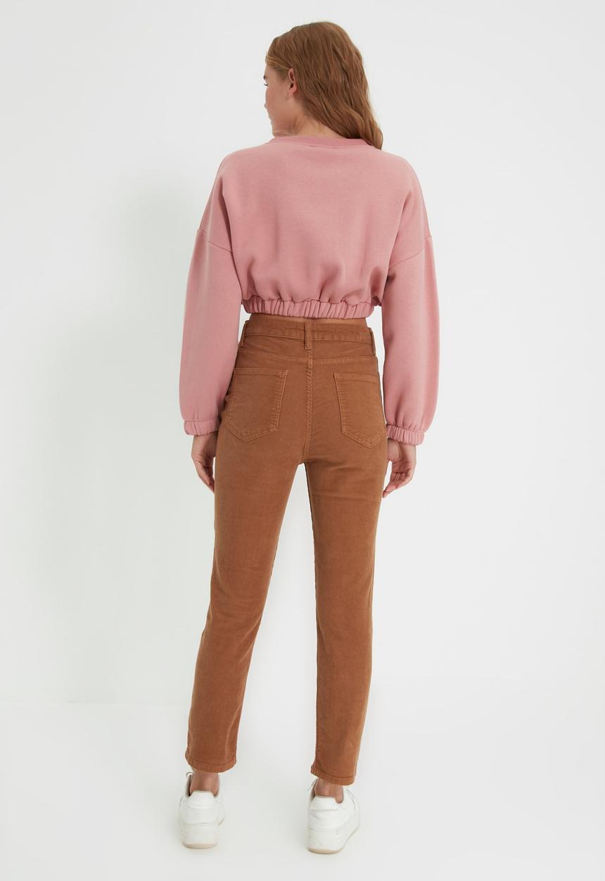 Trendyol - Velvet high waist slim fit jeans - brown