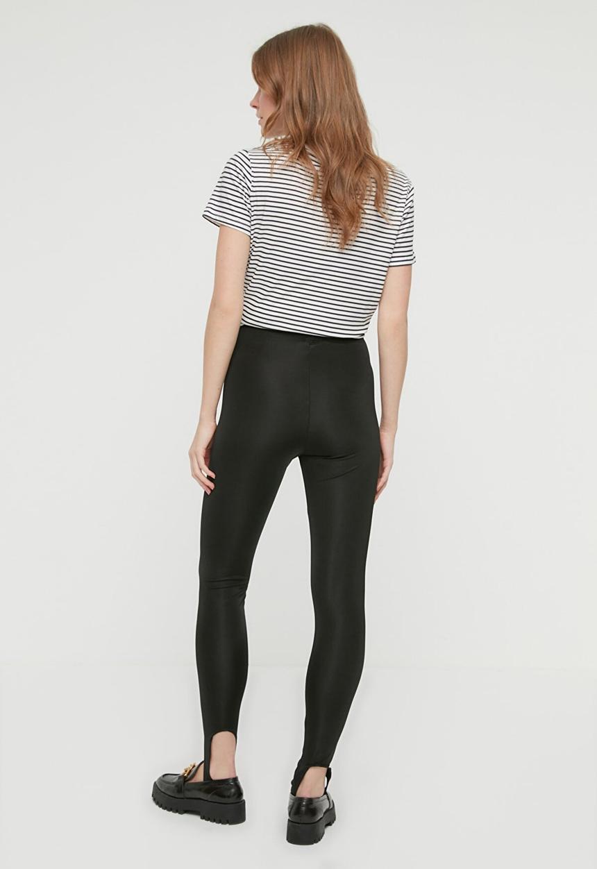 Trendyol - Heel snap high waist knitted leggings - black