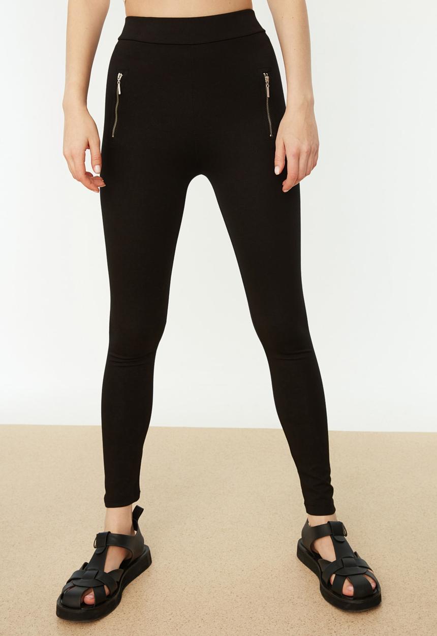 Trendyol - Zipper knitted leggings - black