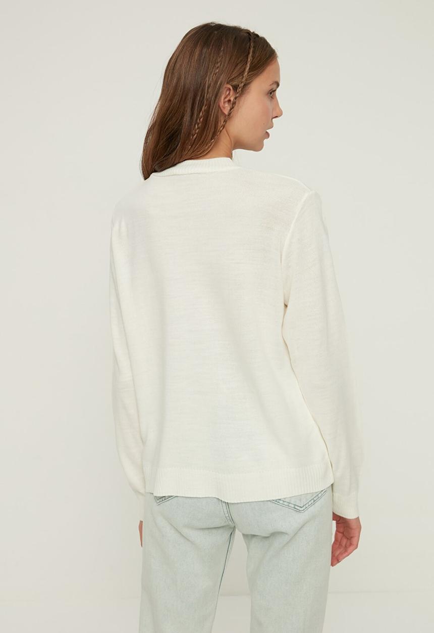 Trendyol - Print detailed knitwear sweater - ecru