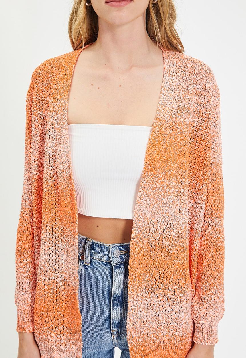 Trendyol - Color block oversize knitwear cardigan - salmon