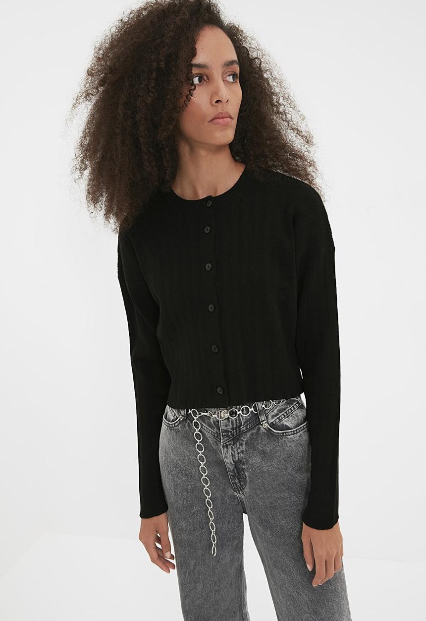 Trendyol - Button detailed blouse knitwear cardigan - black