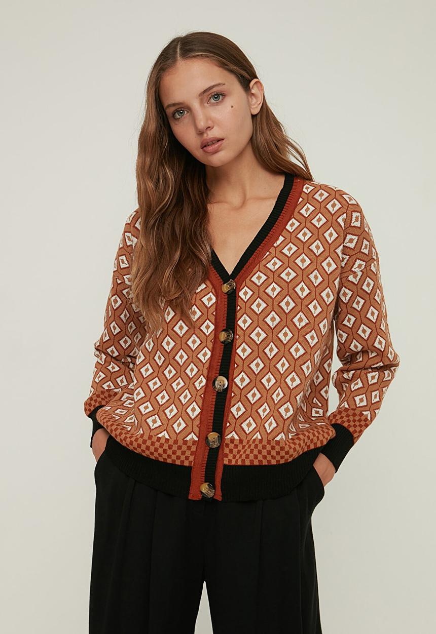 Trendyol - Jacquard knitwear cardigan - black