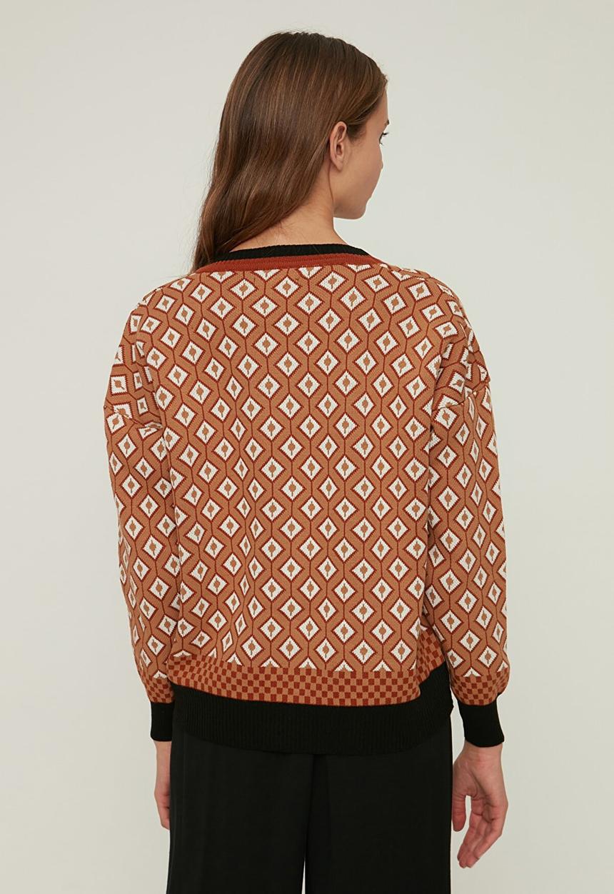 Trendyol - Jacquard knitwear cardigan - black