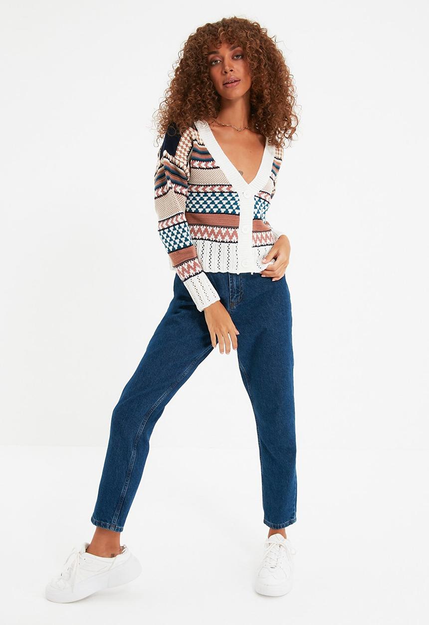 Trendyol - Jacquard knitwear cardigan - beige