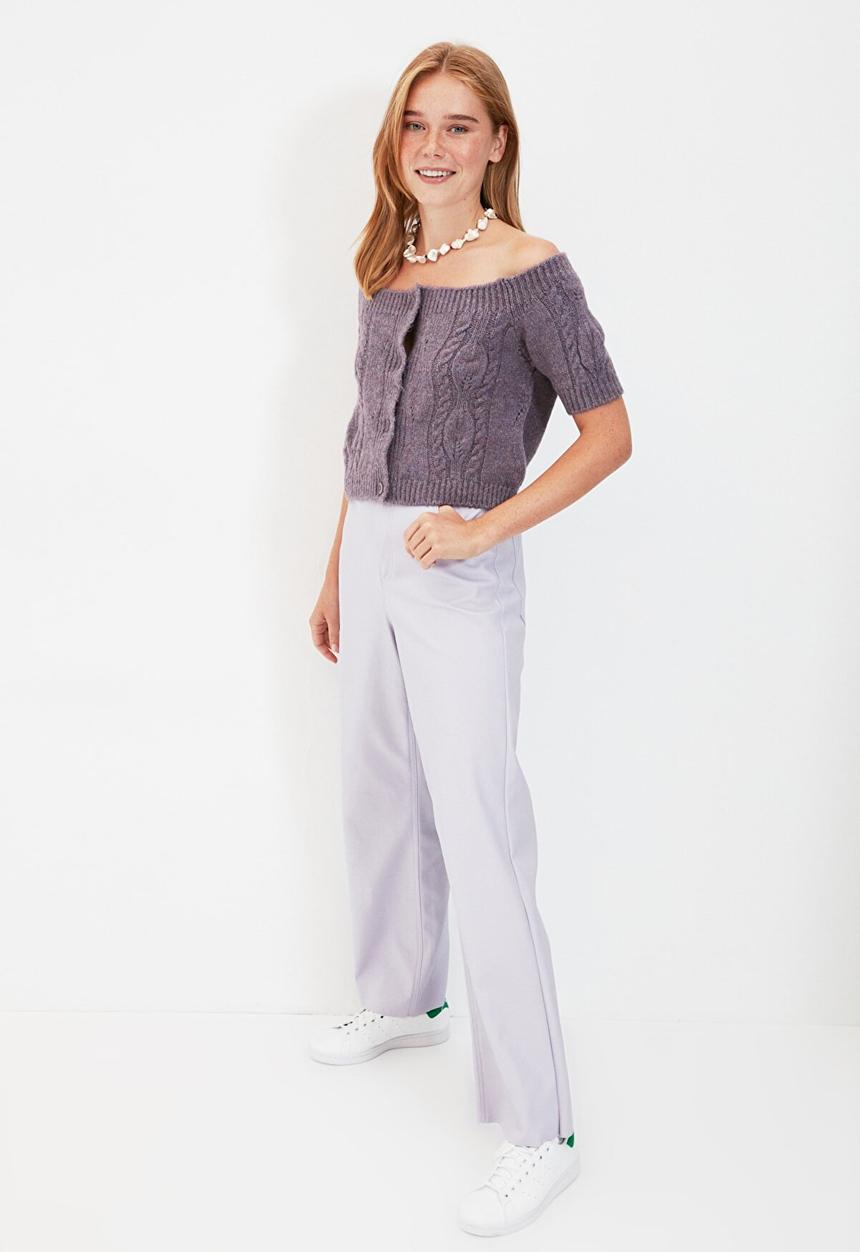 Trendyol - Crop knitwear cardigan - lilac