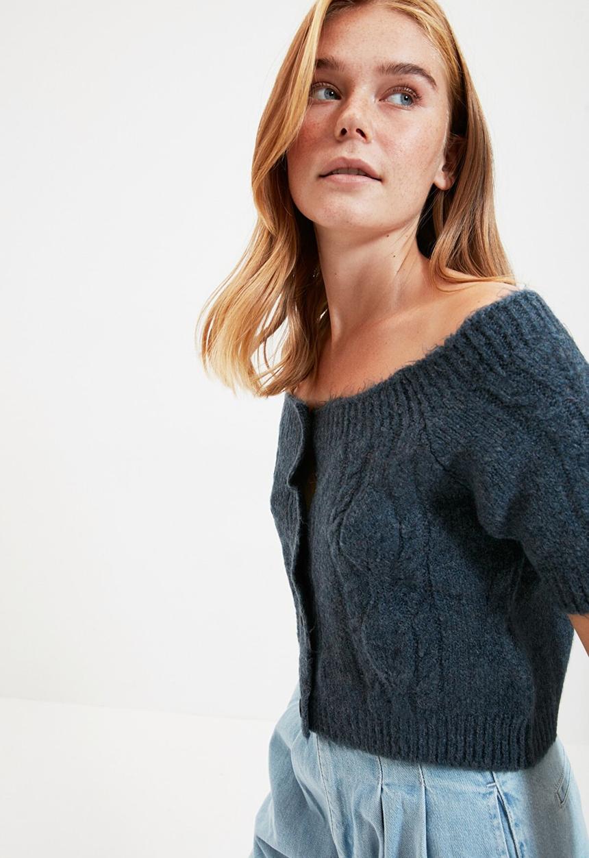 Trendyol - Crop knitwear cardigan - indigo