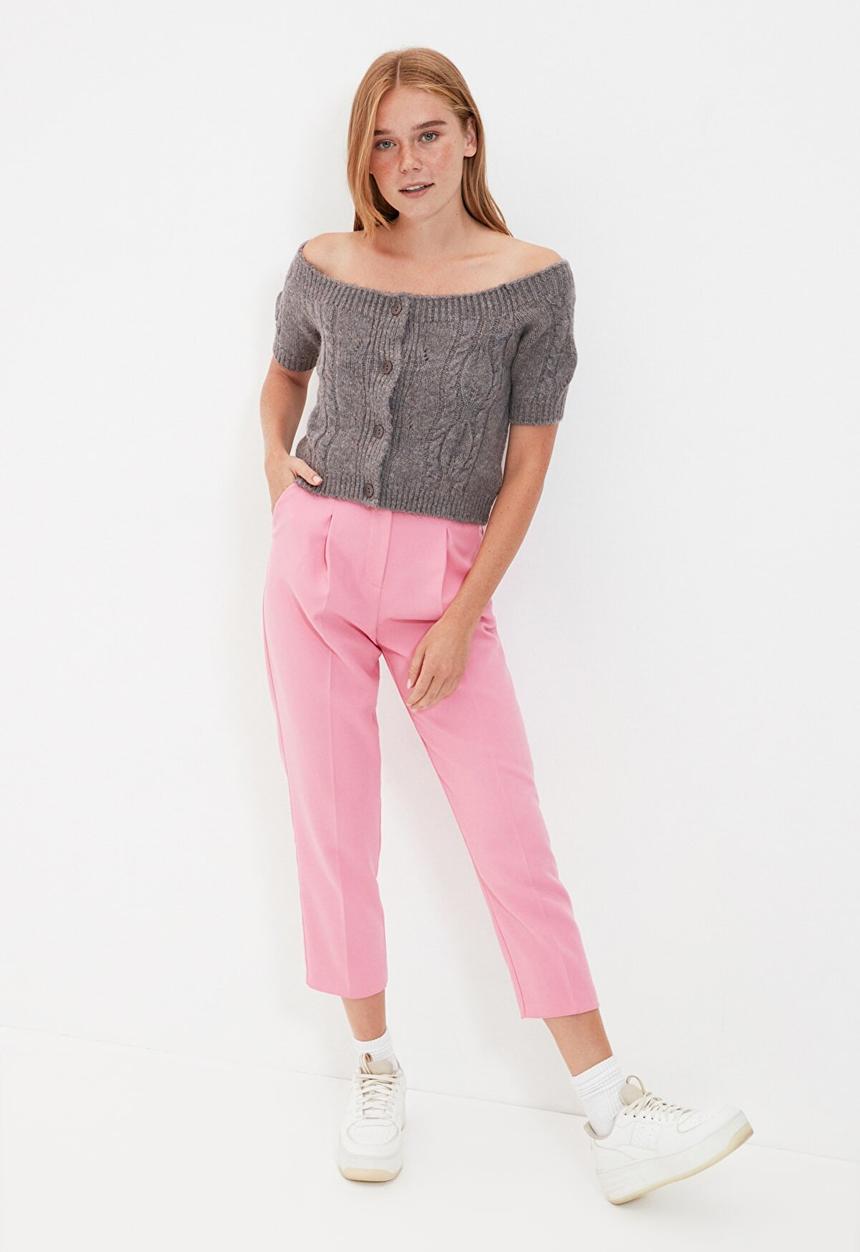 Trendyol - Crop knitwear cardigan - grey