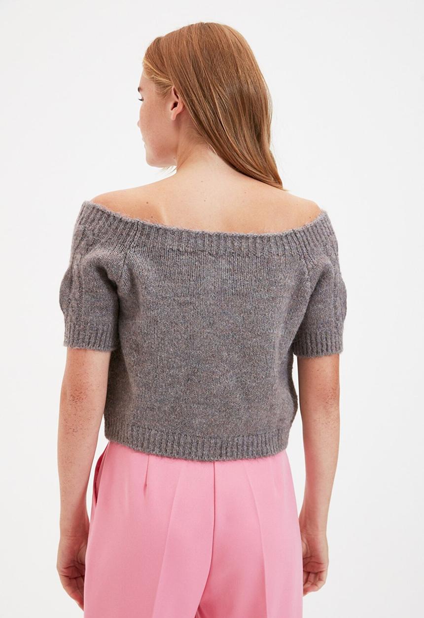 Trendyol - Crop knitwear cardigan - grey