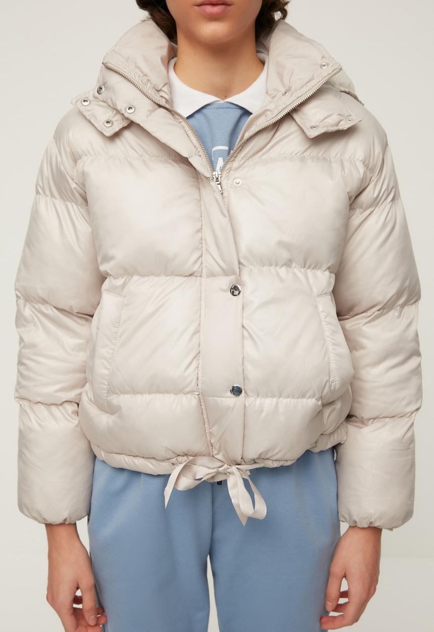 Trendyol - Hooded inflatable coat - stone