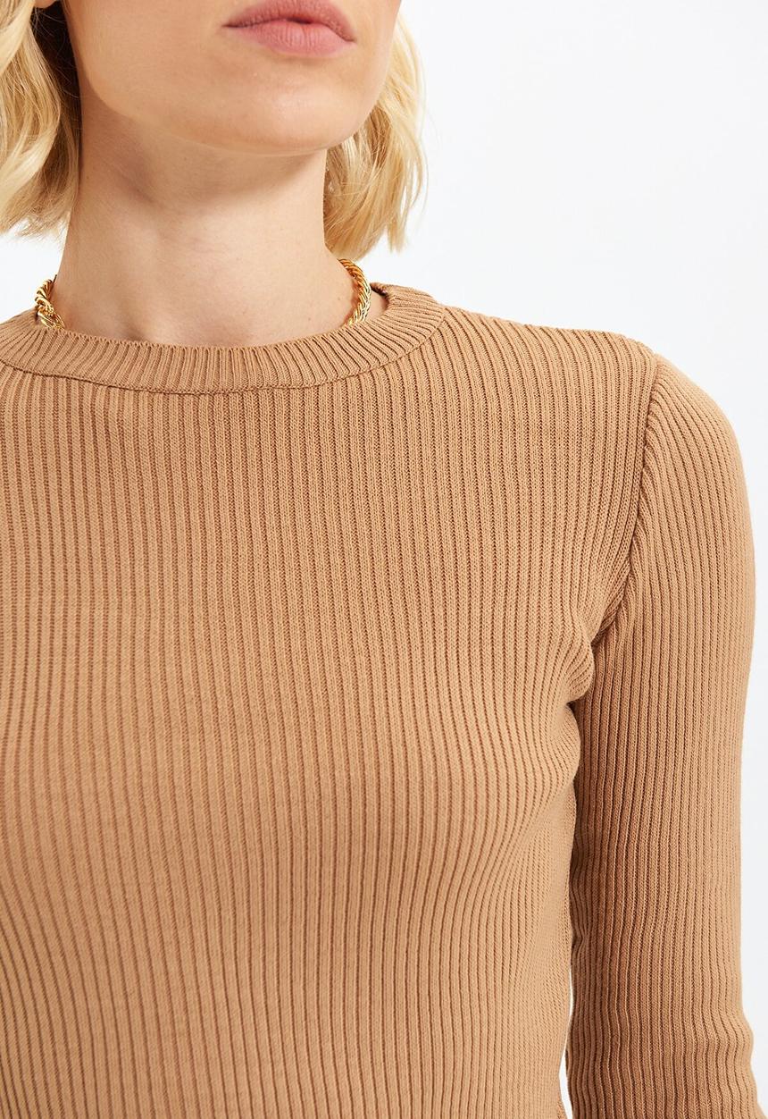 Trendyol - Roving knitted knitwear sweater - camel