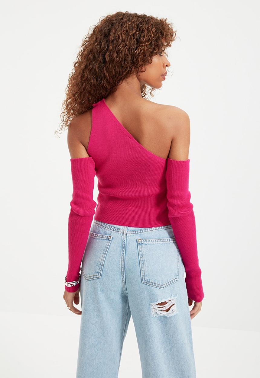 Trendyol - Shoulder detailed knitwear sweater - fuchsia